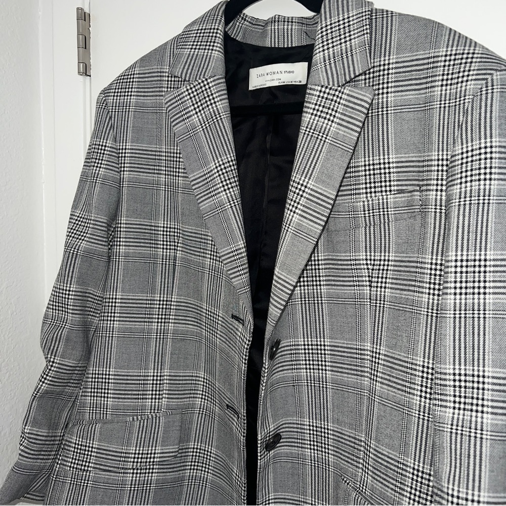 Zara oversized plaid blazer euc